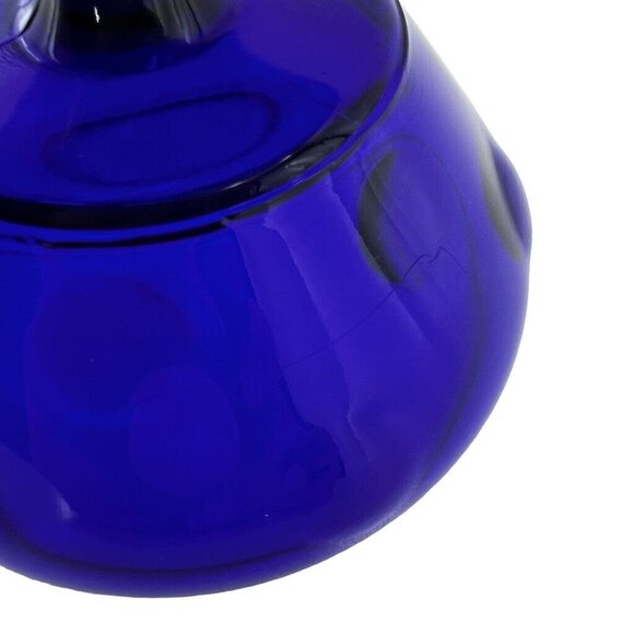 Vtg Colbalt Blue Coin Dot Champagne Coupe Dessert Bowl Footed MCM 3 1/2 In x 3 - Picture 3 of 7